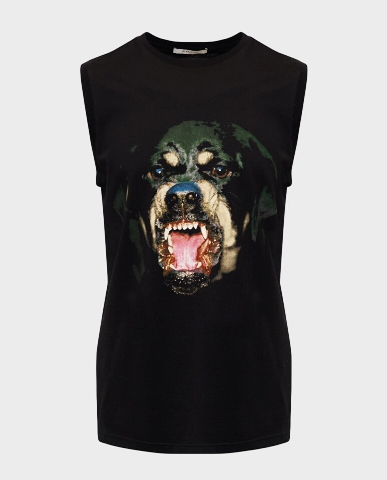 Czarny top z motywem rottweilera - Image #0