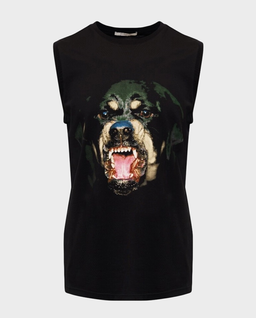 Czarny top z motywem rottweilera - Image #0