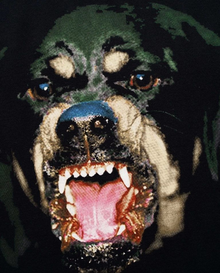 Czarny top z motywem rottweilera