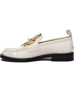 Białe mokasyny z perłową aplikacją - Image #2