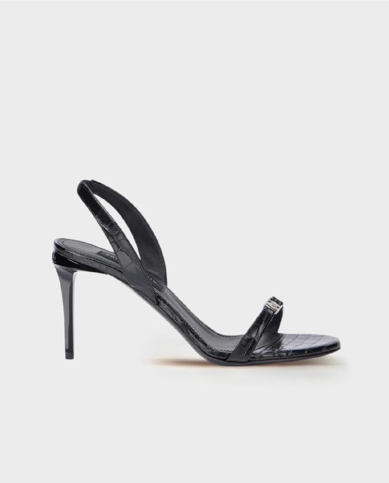 Czarne sandały na szpilce Hexagon 90