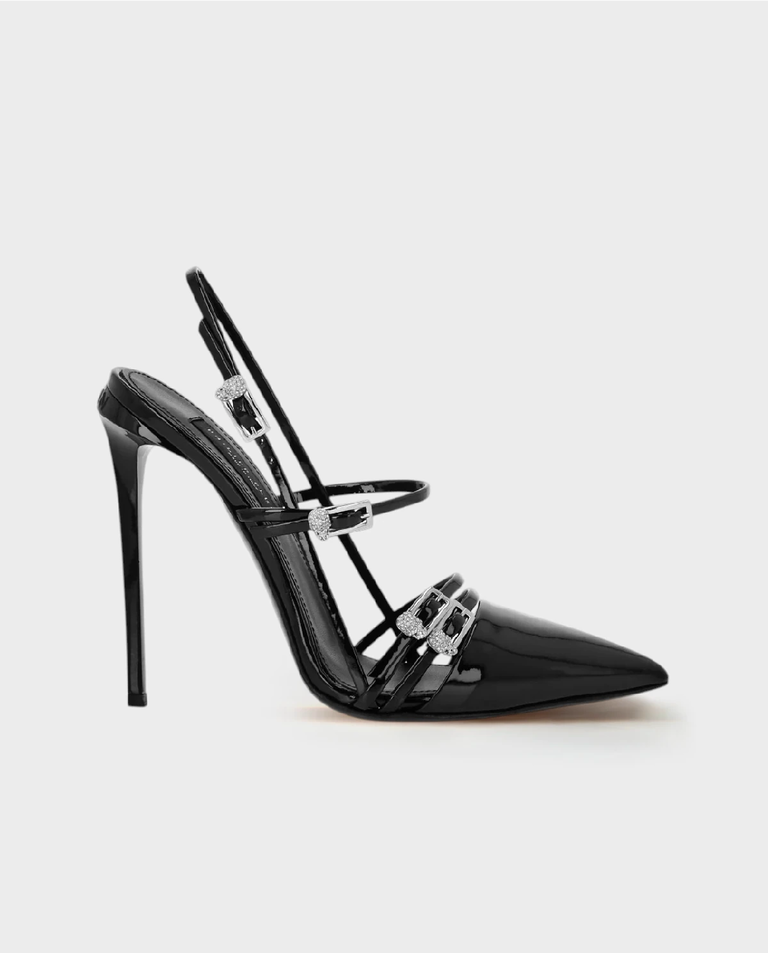 Czarne szpilki z odkrytą piętą 120