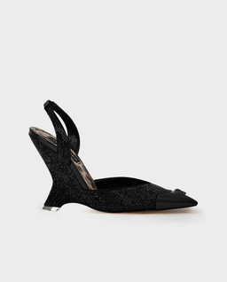Czarne buty na koturnie Suede Decollecte - Image #0