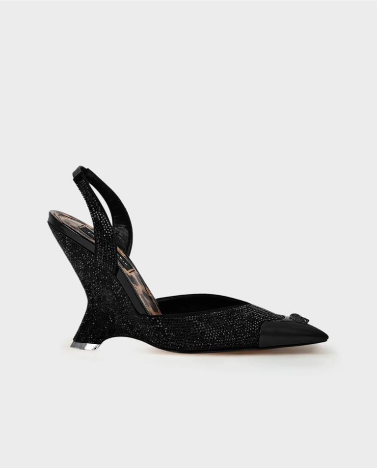 Czarne buty na koturnie Suede Decollecte