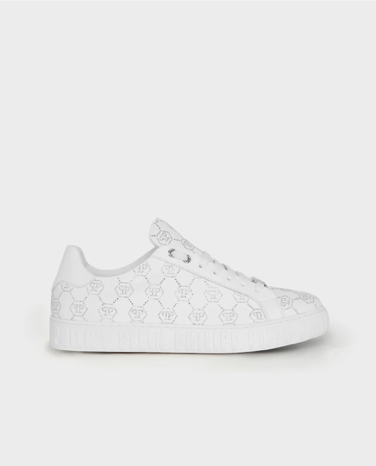 Białe sneakersy Low-Top Carson Monogram Strass