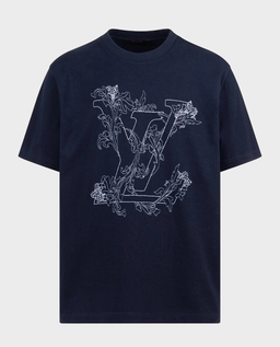 Granatowy t-shirt z logo „LV” - Image #0