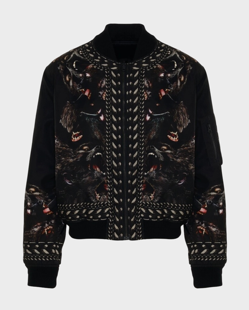 Czarna bomberka z nadrukiem „Screaming Monkeys” - Image #0