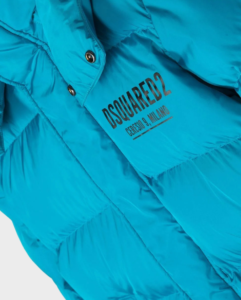 Pikowana niebieska kurtka z kapturem - Image #2