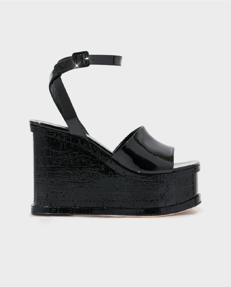 Czarne sandały na koturnie Petra