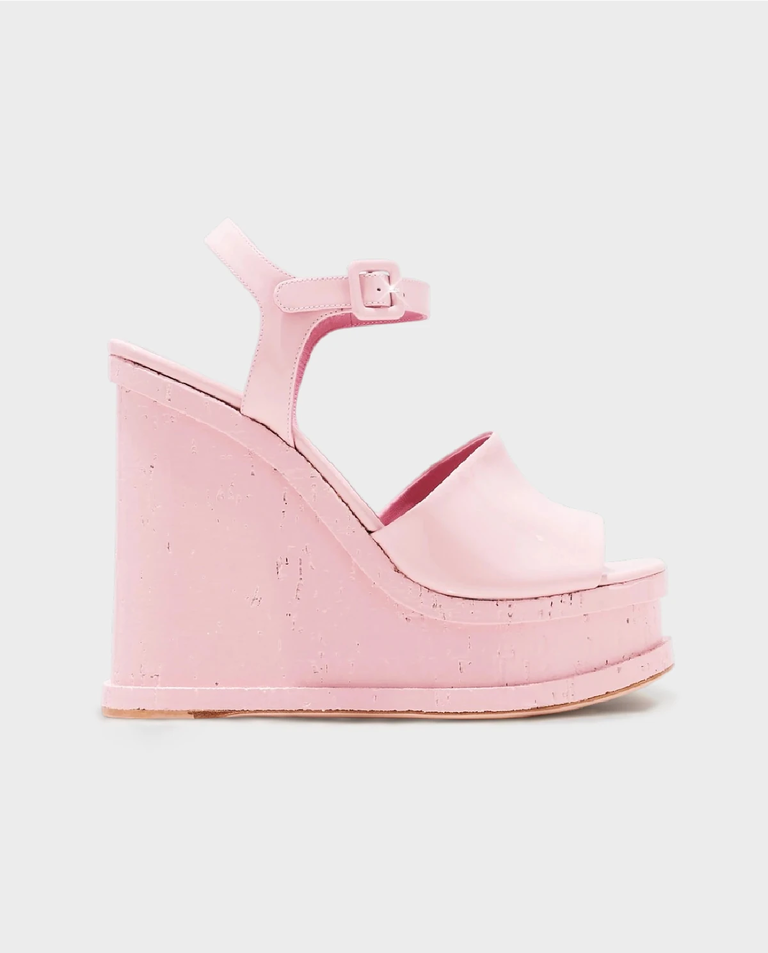 Różowe sandały na koturnie Dua