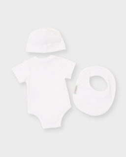 Białe śpioszki z czapką i śliniakiem - Image #1