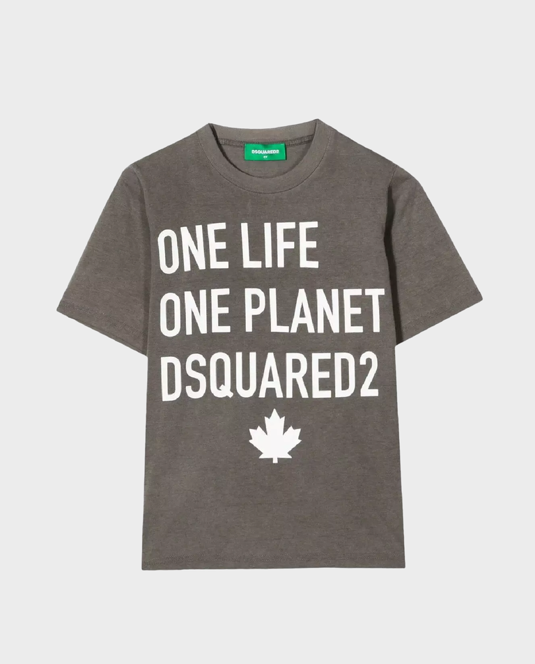 Bawełniana koszulka w szarym kolorze z nadrukami