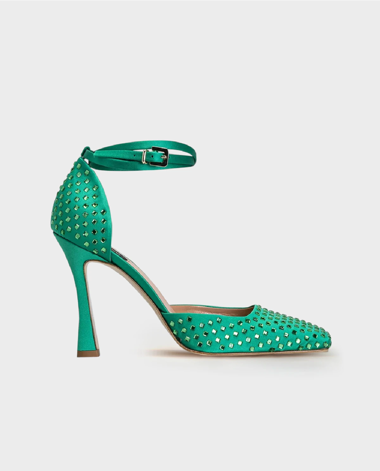 Zielone czółenka na obcasie Fieno