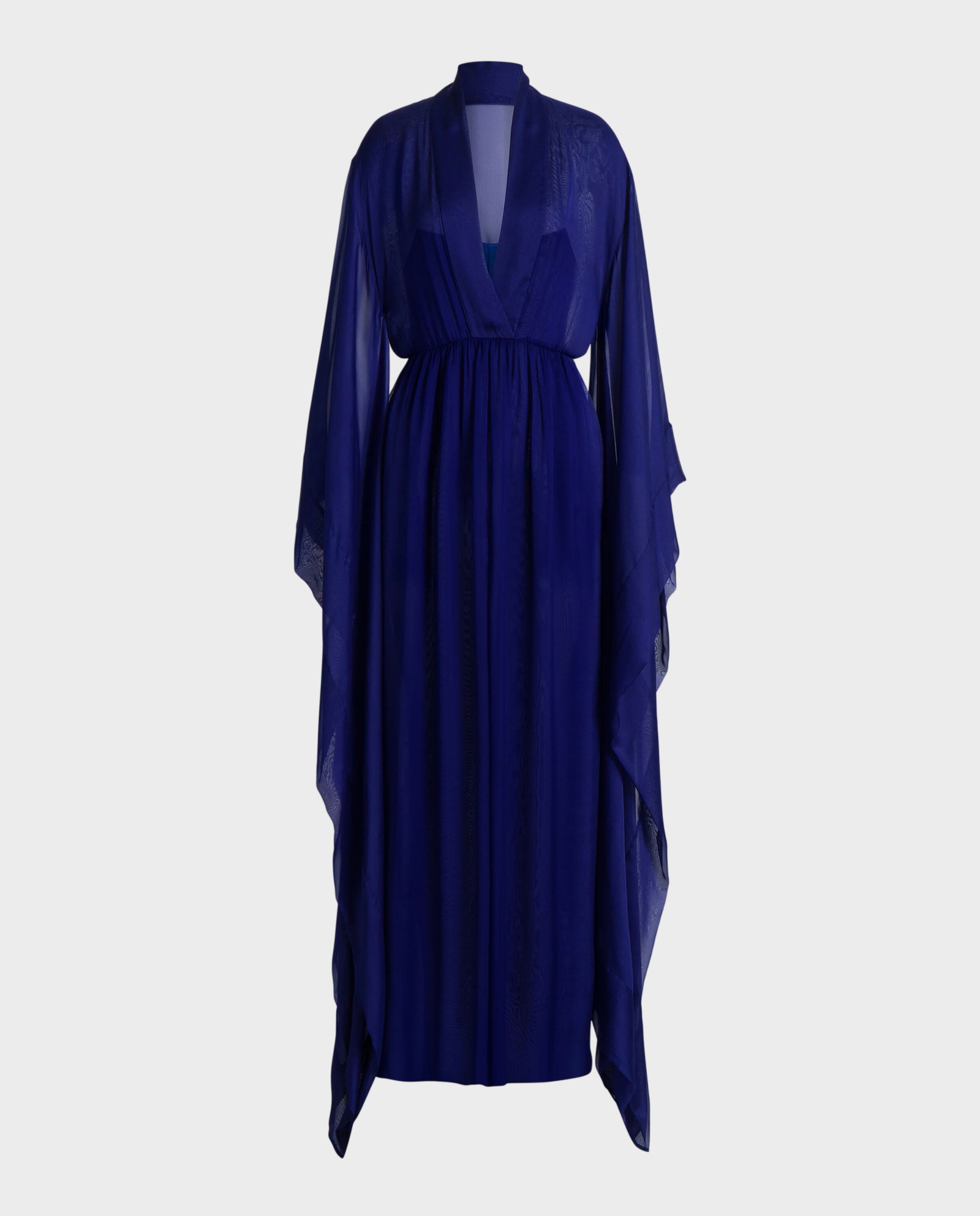 Długa jedwabna sukienka z szerokimi rękawami - Image #1