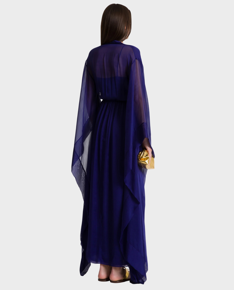 Długa jedwabna sukienka z szerokimi rękawami - Image #2