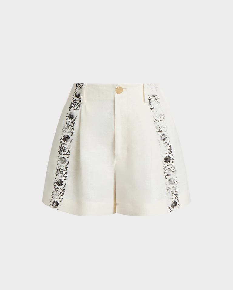 Lniane szorty z printem