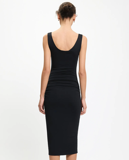 Czarna midi sukienka z haftkami - Image #2