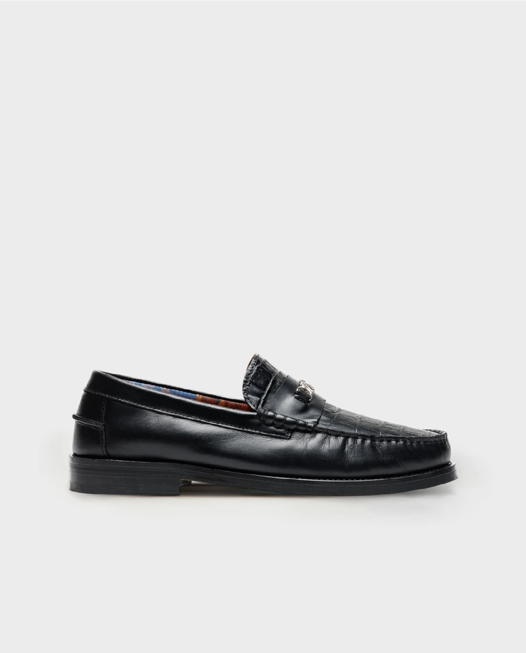 Skórzane mokasyny Roma Black Croc
