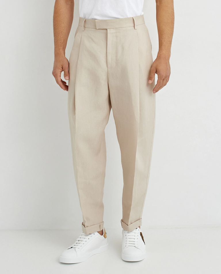Beżowe lniane spodnie