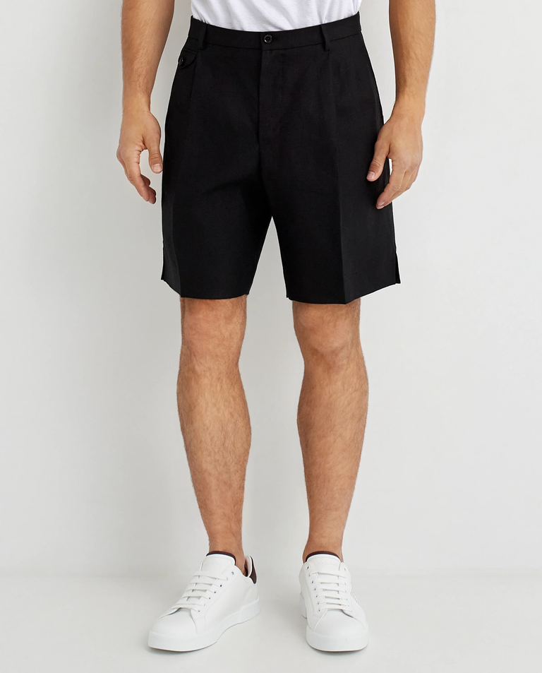 Lniane szorty w kant