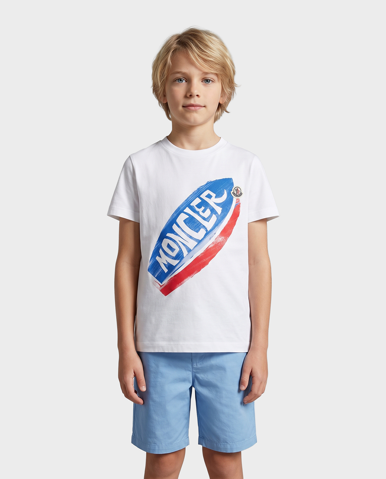 Biała koszulka z kolorowym logo