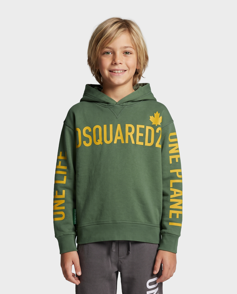 Zielona bluza z kapturem i logo