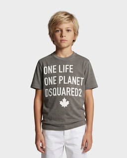 Szara bawełniana koszulka z nadrukiem - Image #0