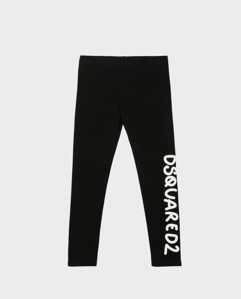 Czarne legginsy z nadrukiem i logo