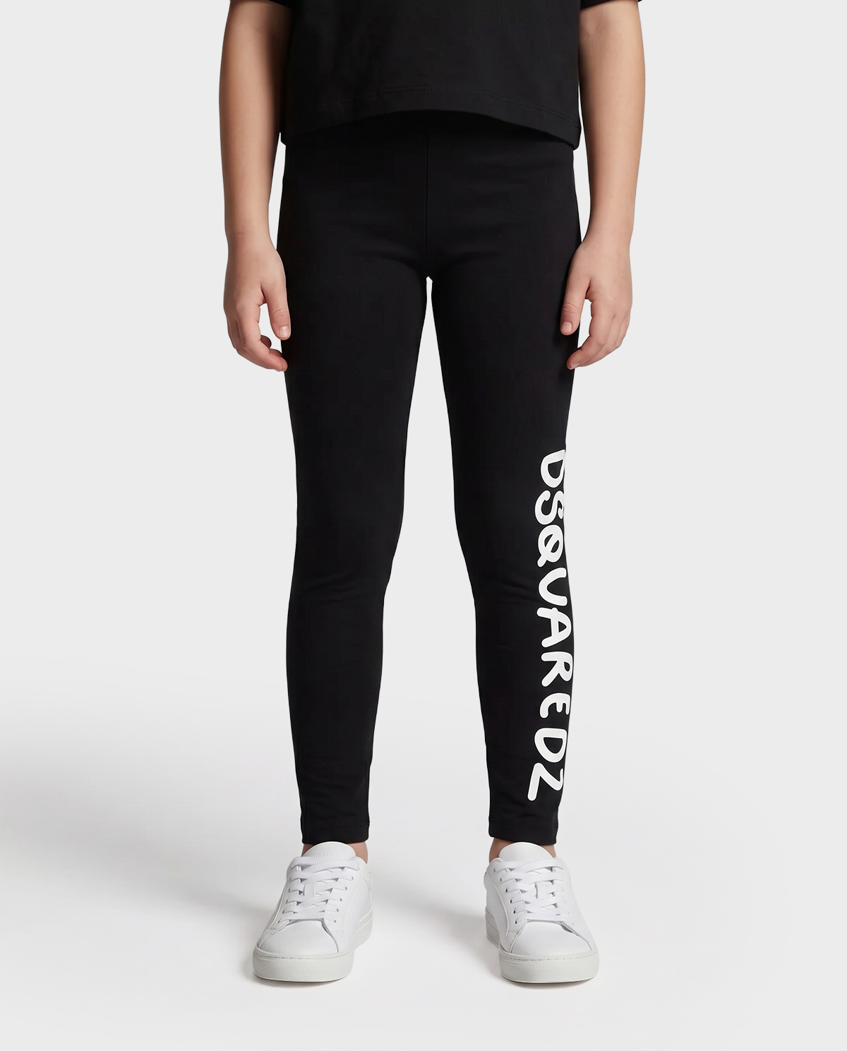 Czarne legginsy z nadrukiem i logo - Image #0