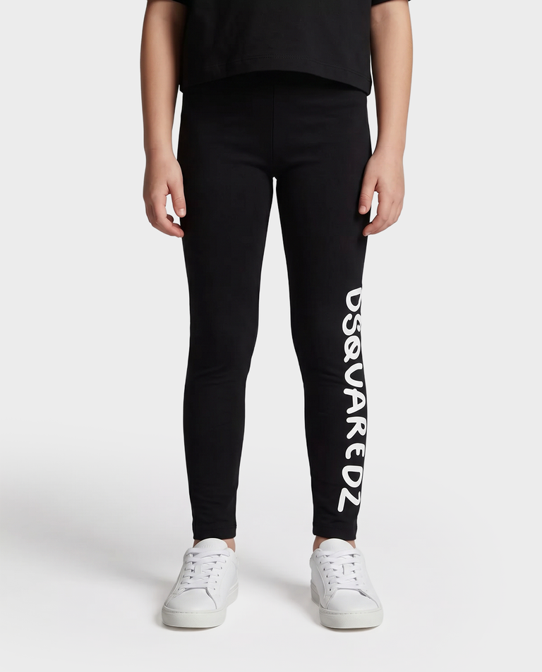 Czarne legginsy z nadrukiem i logo