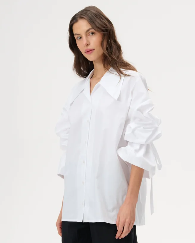 Biała koszula z bawełny Rosa