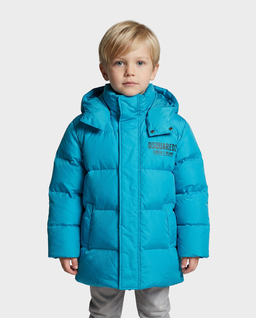 Pikowana niebieska kurtka z kapturem - Image #0