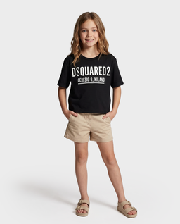 Czarna bawełniana koszulka z nadrukiem - Image #2