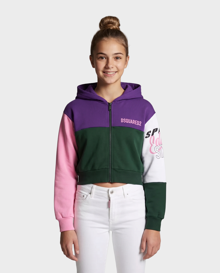 Rozpinana kolorowa bluza z kapturem i logo