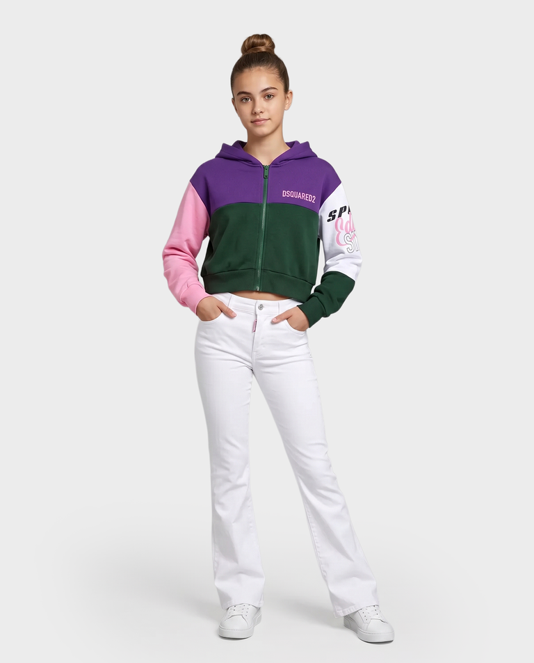 Rozpinana kolorowa bluza z kapturem i logo - Image #2