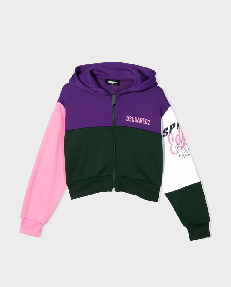 Rozpinana kolorowa bluza z kapturem i logo