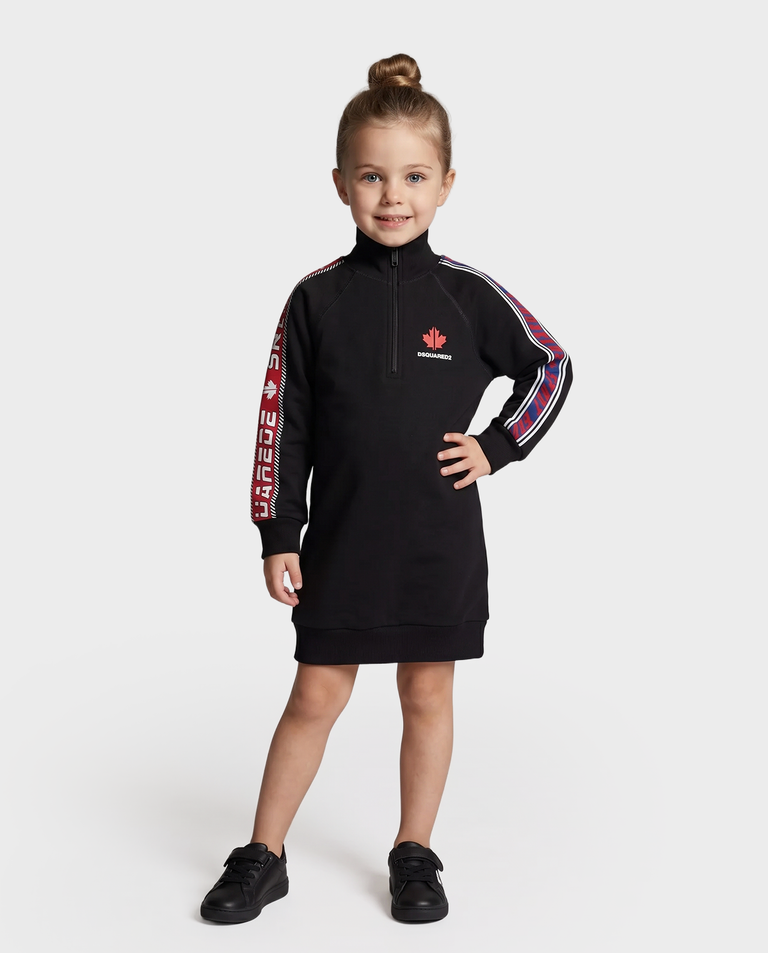 Czarna sukienka z lampasami