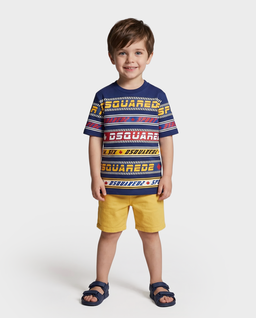 Granatowa koszulka z kolorowym nadrukiem - Image #2