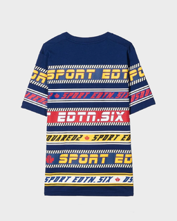 Granatowa koszulka z kolorowym nadrukiem - Image #4