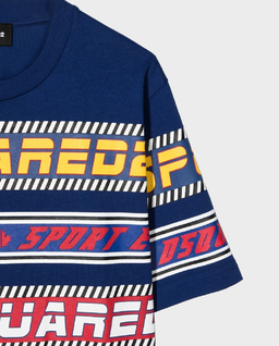 Granatowa koszulka z kolorowym nadrukiem - Image #5