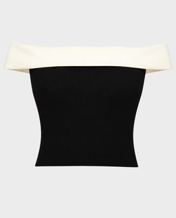 Top z kontrastowym dekoltem Carrie - Image #0