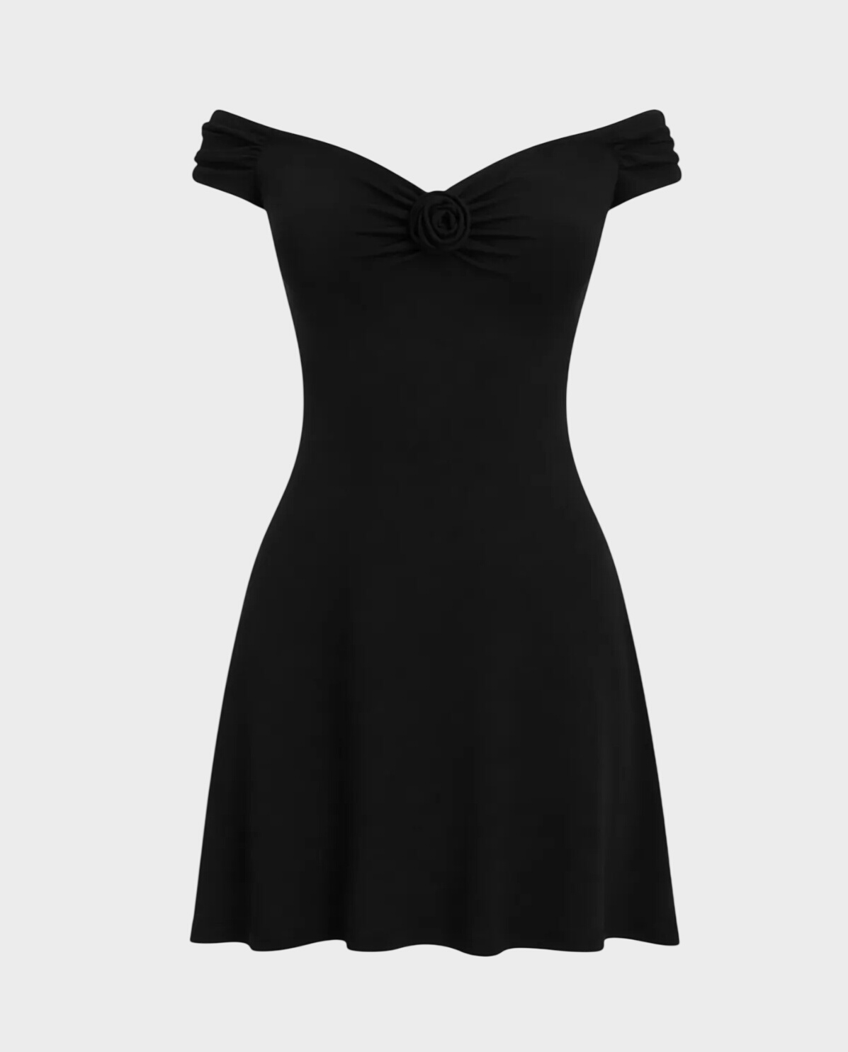 Czarna mini sukienka z różą Candice - Image #0