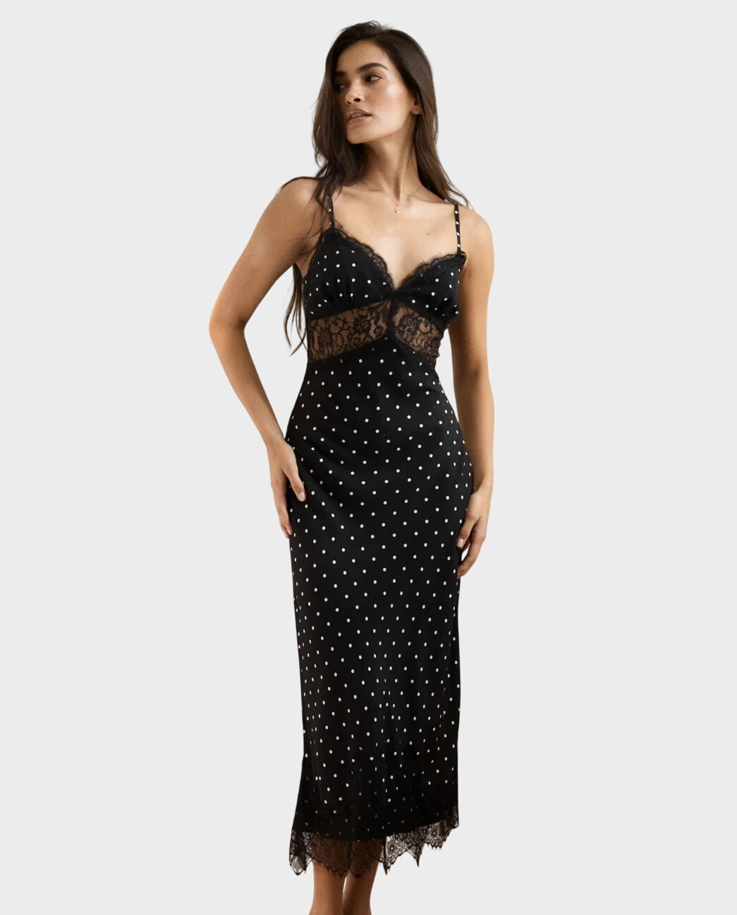 Czarna sukienka z koronką Marcele Dots - Image #0