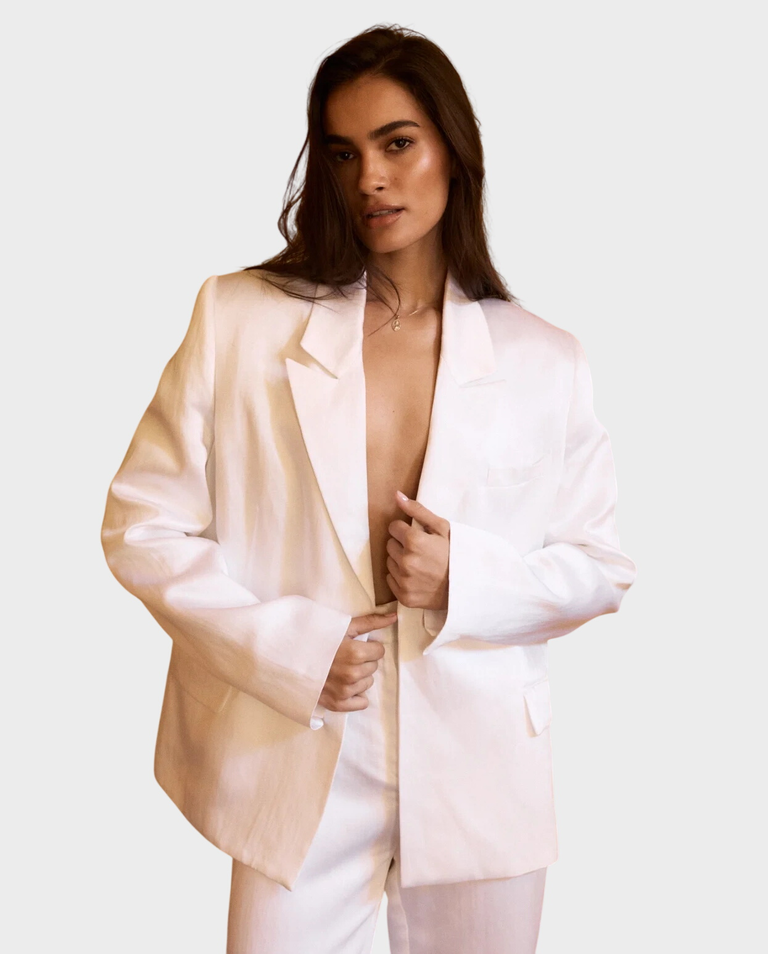 Biała marynarka z lnem Francoise