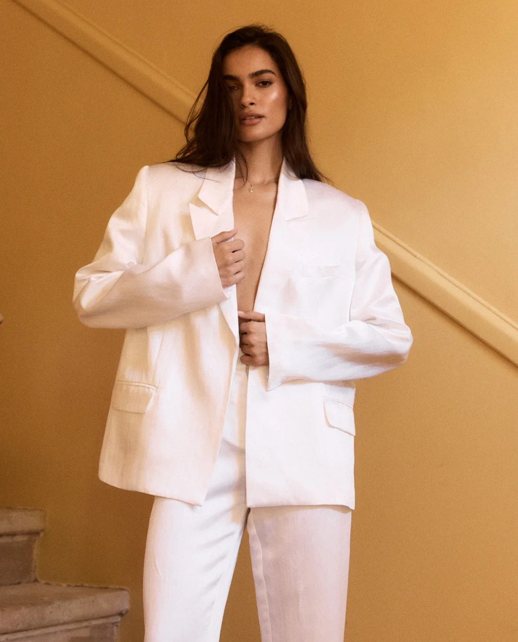 Biała marynarka z lnem Francoise - Image #2