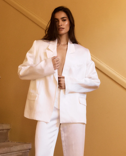 Biała marynarka z lnem Francoise - Image #2