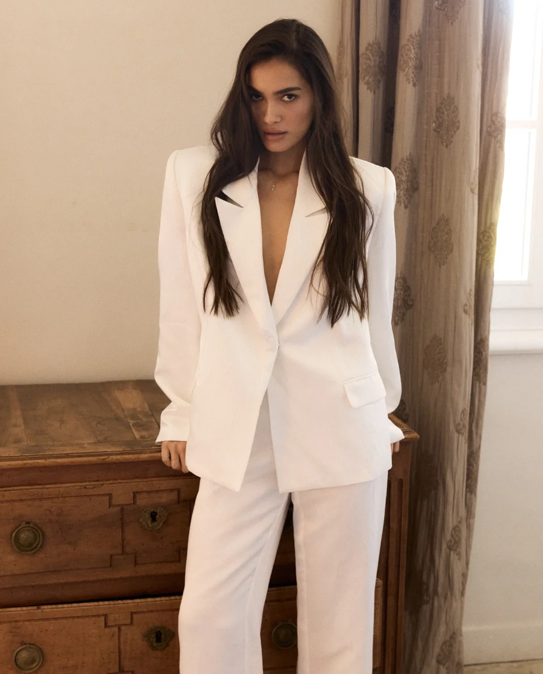 Biała marynarka z lnem Francoise - Image #3