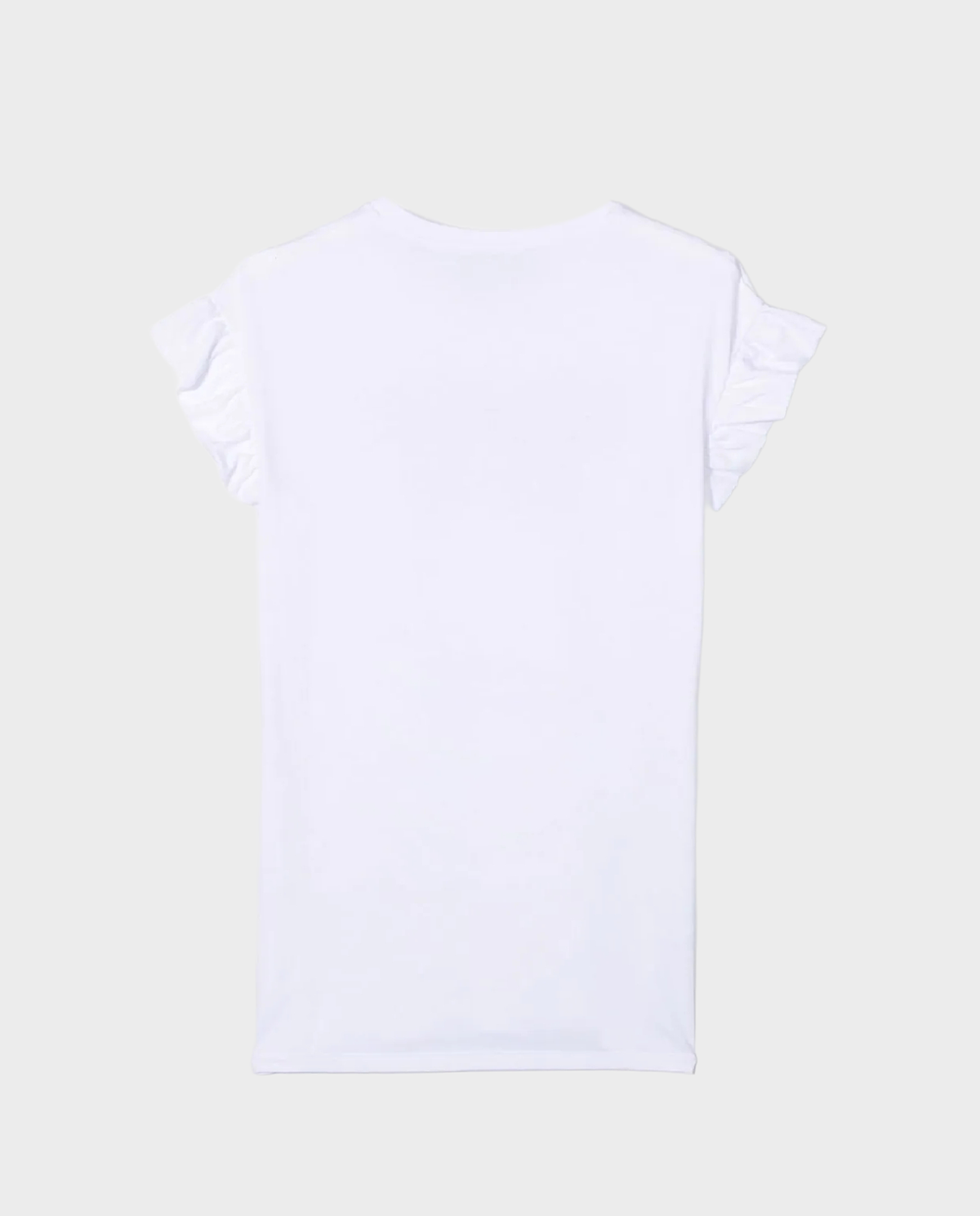 Biały t-shirt z falbankami na rękawach 4-16 lat - Image #3