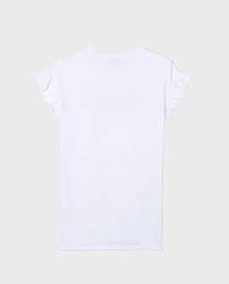Biały t-shirt z falbankami na rękawach 4-16 lat - Image #3