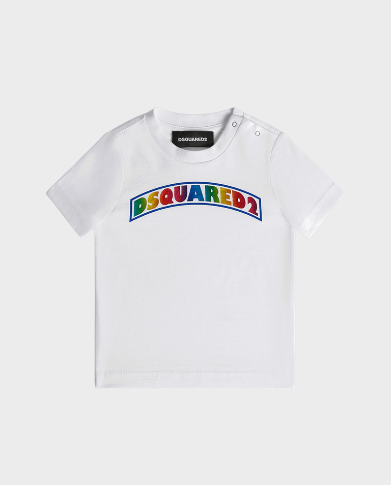 Biała koszulka z kolorowym nadrukiem 0-3 lat